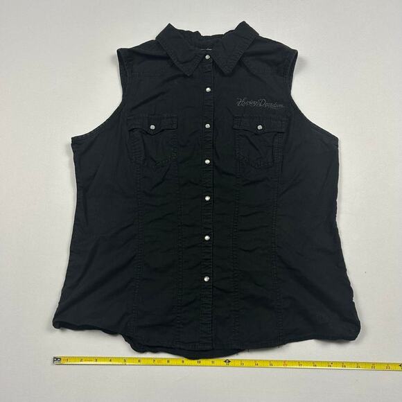 Y2K Harley Davidson Sleeveless Button Up - Picture 6 of 7